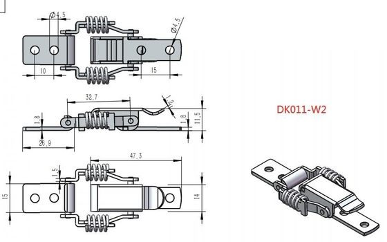 DK011G2 Loquet à bascule à ressort en acier inoxydable avec crochet de sécurité