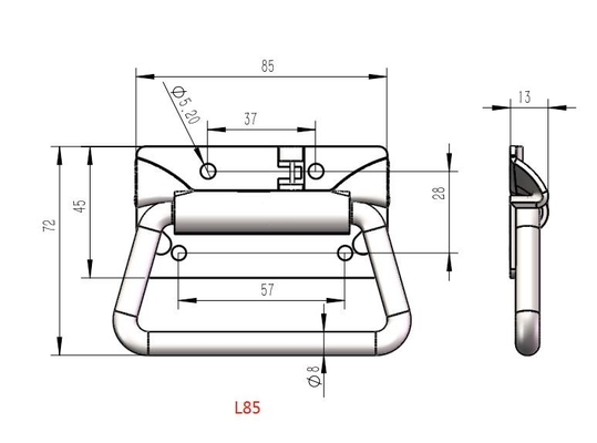 L85mm SUS201 SUS304 Poignée Industrielle en Acier Inox Pour Boîte à Outils