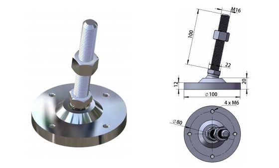M16 Pied Réglable Hauteur En inox Pour Machine Usine